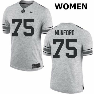 NCAA Ohio State Buckeyes Women's #75 Thayer Munford Gray Nike Football College Jersey VGY0145EM